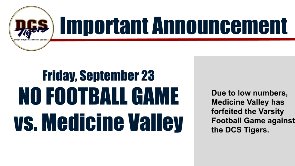 Announcement: No Football vs Medicine Valley